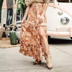 NWT Petal & Pup Osani orange floral tiered ruffled maxi skirt